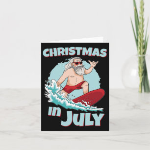 Funny Christmas In July Summer Santa Surfing Surfb Card