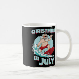 Funny Christmas In July Summer Santa Surfing Surfb Coffee Mug