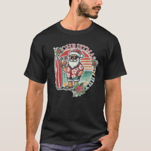 Funny Christmas in July Summer Santa Surfing Xmas T-Shirt