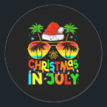 Funny Christmas In July Summer Sungles Beach Hawai Classic Round Sticker<br><div class="desc">Funny Christmas In July Summer Sungles Beach Hawaii Santa</div>