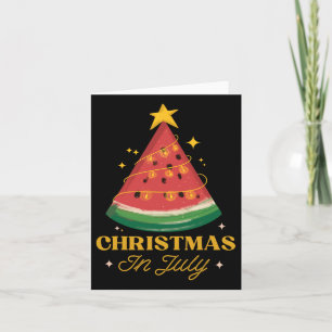 Funny Christmas In July Watermelon Summer Xmas Tre Card