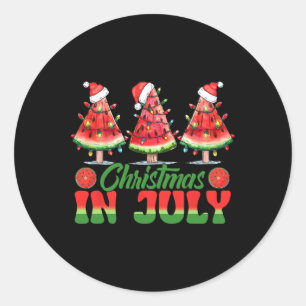 Funny Christmas In July Watermelon Tree Lights Xma Classic Round Sticker