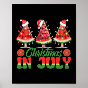 Funny Christmas In July Watermelon Tree Lights Xma Poster
