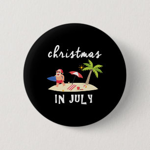Funny Christmas In July With Surfing Santa Gift Me 6 Cm Round Badge