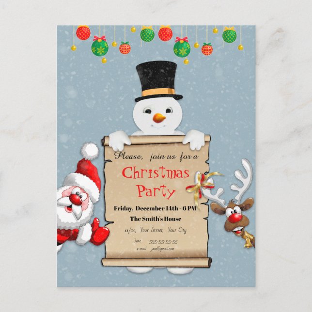 Funny Christmas Invitation for Christmas Party Postcard (Front)