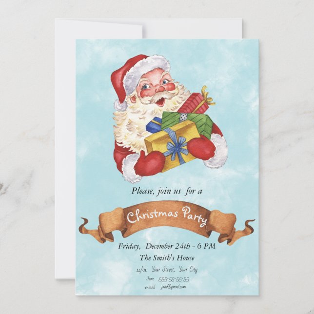 Funny Christmas Invitation with Santa Claus (Front)
