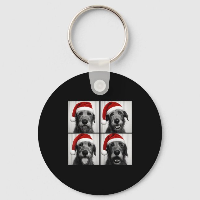 Funny Christmas Irish Wolfhound Santa Dog Lover Ph Key Ring (Front)