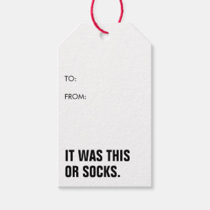 Funny Christmas It Was This Or Socks Joke Gift Tags
