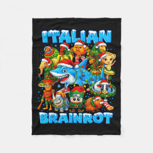 Funny Christmas Italian Brain Rot Italian Brainrot Fleece Blanket