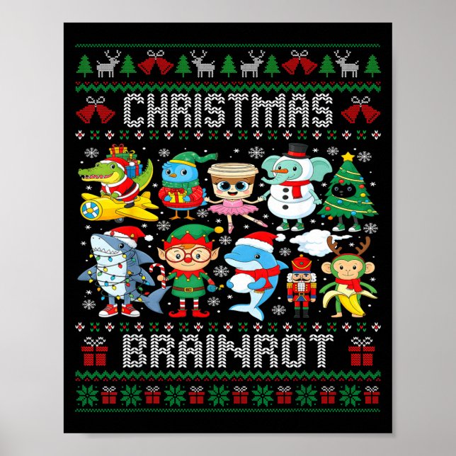 Funny Christmas Italian Brain Rot Italian Brainrot Poster (Front)