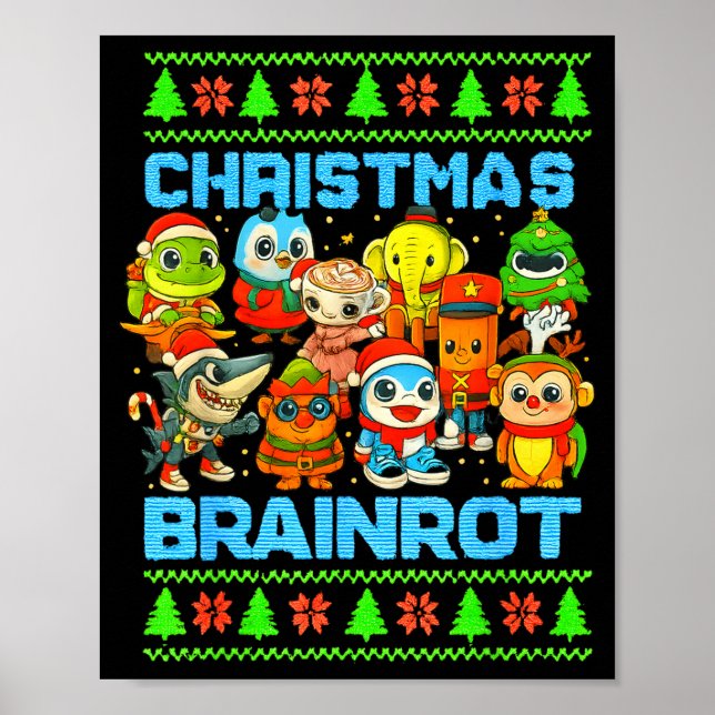 Funny Christmas Italian Brain Rot Italian Brainrot Poster (Front)