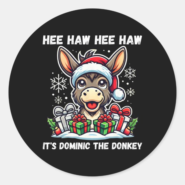Funny Christmas Italian Christmas Donkey Dominic T Classic Round Sticker (Front)