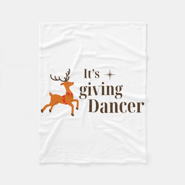 Funny Christmas It's Giving Dancer Reindeer Dance  Fleece Blanket (Front)