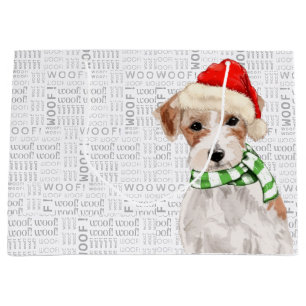Funny Christmas Jack Russell Terrier Dog Large Gift Bag