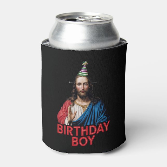 Funny Christmas Jesus Birthday Boy  Can Cooler (Can Front)