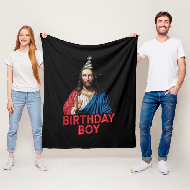 Funny Christmas Jesus Birthday Boy  Fleece Blanket (In Situ)