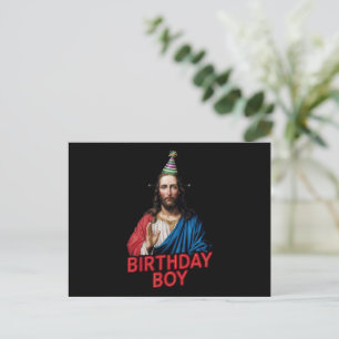 Funny Christmas Jesus Birthday Boy  Holiday Postcard