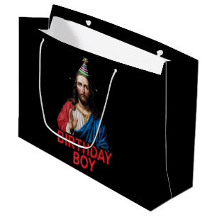 Funny Christmas Jesus Birthday Boy Large Gift Bag