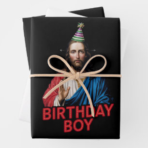 Funny Christmas Jesus Birthday Boy  Wrapping Paper Sheet