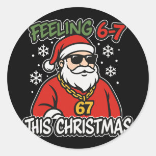 Funny Christmas Kids 6-7 67 Six Seven Meme Boys Ch Classic Round Sticker