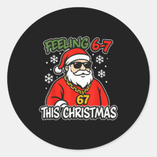 Funny Christmas Kids 6-7 67 Six Seven Meme Boys Ch Classic Round Sticker