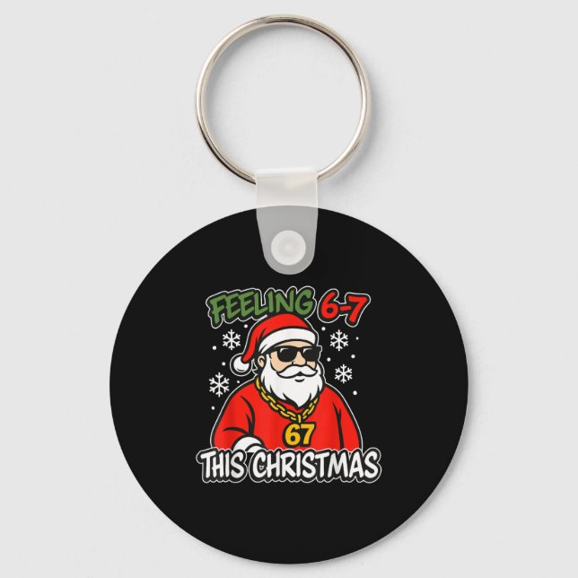 Funny Christmas Kids 6-7 67 Six Seven Meme Boys Ch Key Ring (Front)