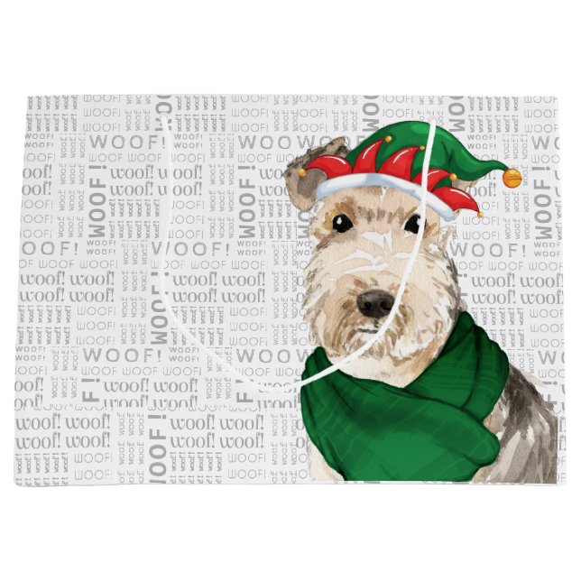 Funny Christmas Lakeland Terrier Dog Lover Large Gift Bag (Front)