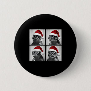 Funny Christmas Leopard Gecko Santa Photo Booth 6 Cm Round Badge