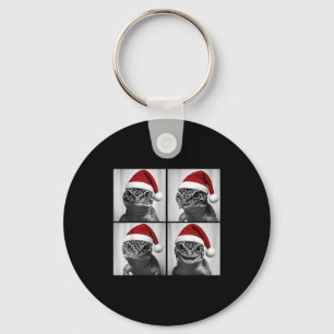 Funny Christmas Leopard Gecko Santa Photo Booth  Key Ring