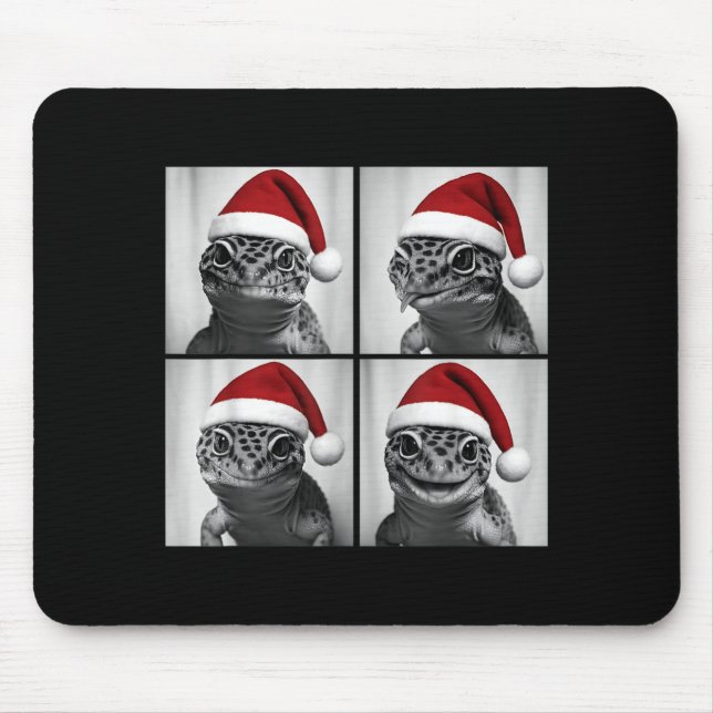 Funny Christmas Leopard Gecko Santa Photo Booth  Mouse Mat (Front)