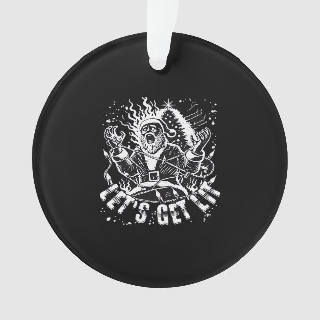 Funny Christmas Let's Get Lit Party Classic Ornament (Front)