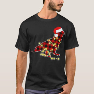 Funny Christmas Light Parrot Red Plaid Family T-Shirt