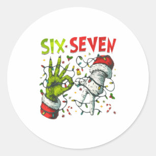 Funny Christmas Lights 6 7 Meme Six Seven Matching Classic Round Sticker