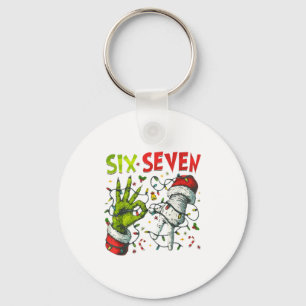 Funny Christmas Lights 6 7 Meme Six Seven Matching Key Ring