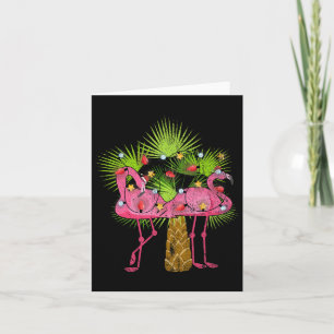 Funny Christmas Lights Flamingos Summer Christmas Card