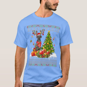 Funny Christmas Lights Great Dane Funny Xmas Ugly  T-Shirt