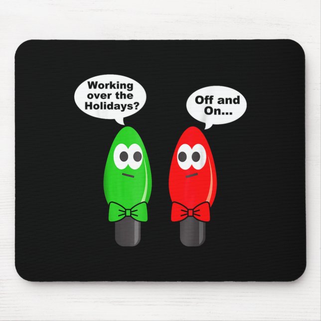 Funny Christmas Lights Joke Light Bulb Working Off Mouse Mat (Front)