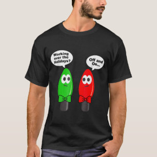 Funny Christmas Lights Joke Light Bulb Working Off T-Shirt