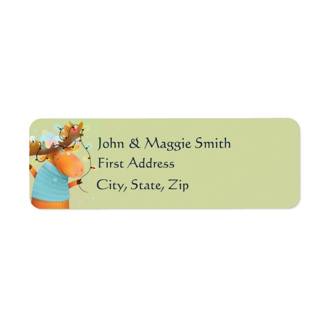 Funny Christmas Lights Moose Animal Cartoon (Front)