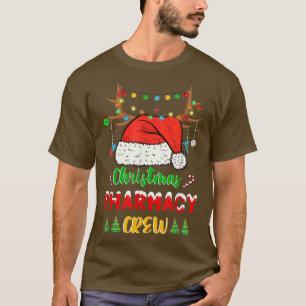 Funny Christmas Lights Pharmacy Crew Reindeer Sant T-Shirt