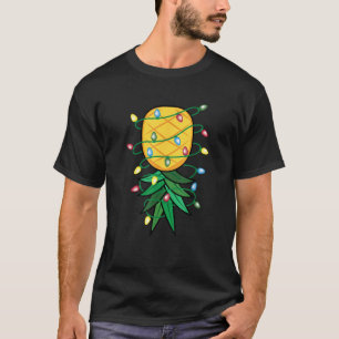 Funny Christmas Lights Santa Upside Down Pineapple T-Shirt