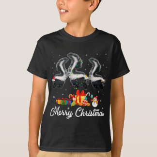 Funny Christmas Lights Xmas Pajama Skunk Animals L T-Shirt