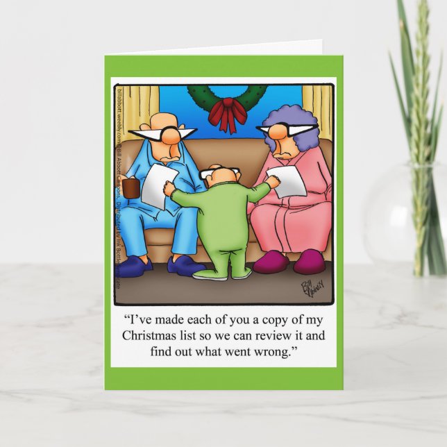 Funny "Christmas List" Christmas Greeting Card (Front)
