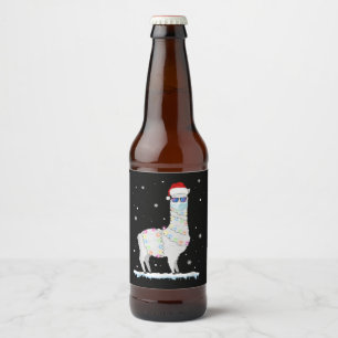 Funny Christmas Llama Mask 2020 Xmas Family Pajama Beer Bottle Label