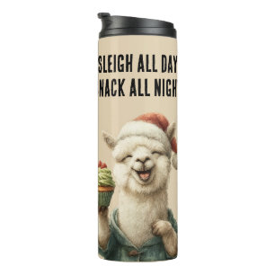 Funny Christmas Llama – Sleigh & Snack Thermal Tumbler