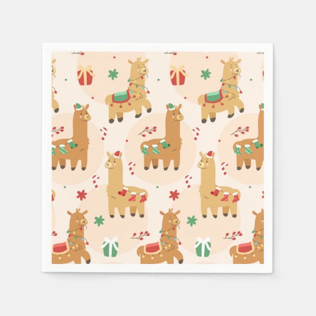Funny Christmas Llamas Napkin (Front)