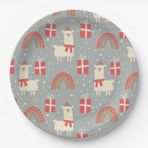 Funny Christmas Llamas Paper Plate