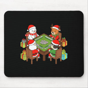 Funny Christmas Mahjong Santa Snowman Elf Reindeer Mouse Mat