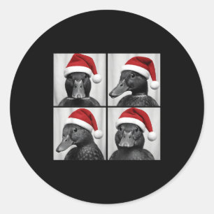 Funny Christmas Mallard Duck Santa Photo Booth Classic Round Sticker