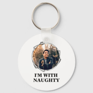Funny Christmas Matching Couple Naughty Nice Photo Key Ring